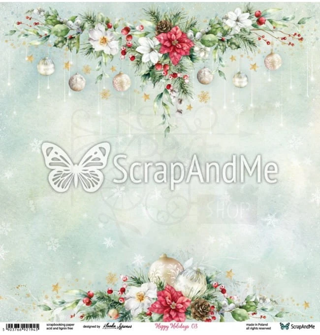 Papier do scrapbookingu 30x30 - Happy Holidays 03/04 ScrapAndMe