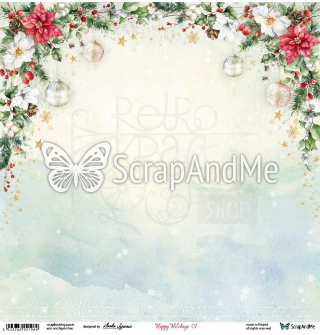 Papier do scrapbookingu 30x30 - Happy Holidays 07/08 ScrapAndMe