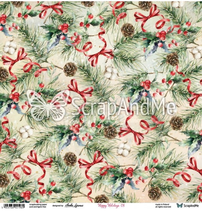 Papier do scrapbookingu 30x30 - Happy Holidays 07/08 ScrapAndMe