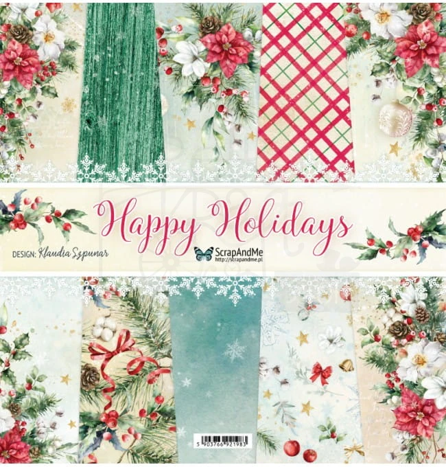 Papier do scrapbookingu 30x30 - Happy Holidays Okładka ScrapAndMe