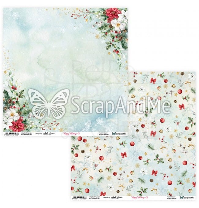 Zestaw papierów do scrapbookingu 30x30 - Happy Holidays ScrapAndMe