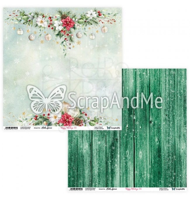 Zestaw papierów do scrapbookingu 30x30 - Happy Holidays ScrapAndMe