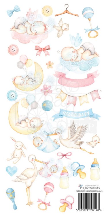 Papier do scrapbookingu 30x15 elementy do wycięcia - Dziecko z marzeń Paper Heaven