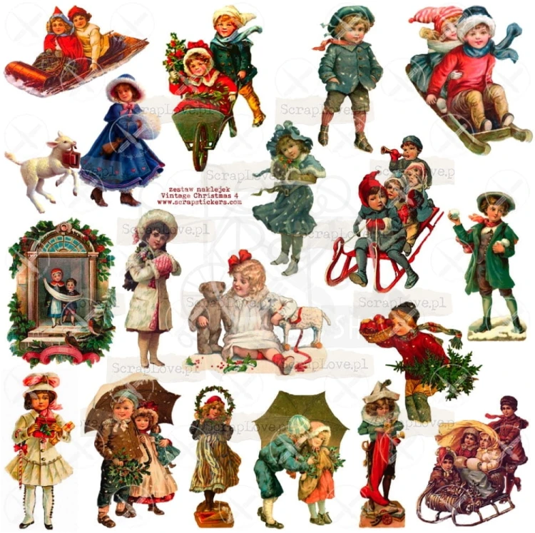 Naklejki do scrapbookingu i art journalingu Vintage Christmas 4 ScrapLove