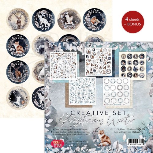 Kreatywny zestaw papierów do scrapbookingu 30x30 Mysterious Winter elementy do wycięcia CSET-MWI-4 Craft&amp;You Design
