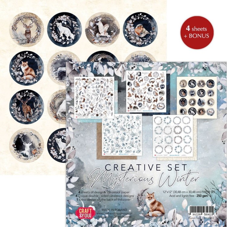 Kreatywny zestaw papierów do scrapbookingu 30x30 Mysterious Winter elementy do wycięcia CSET-MWI-4 Craft&amp;You Design