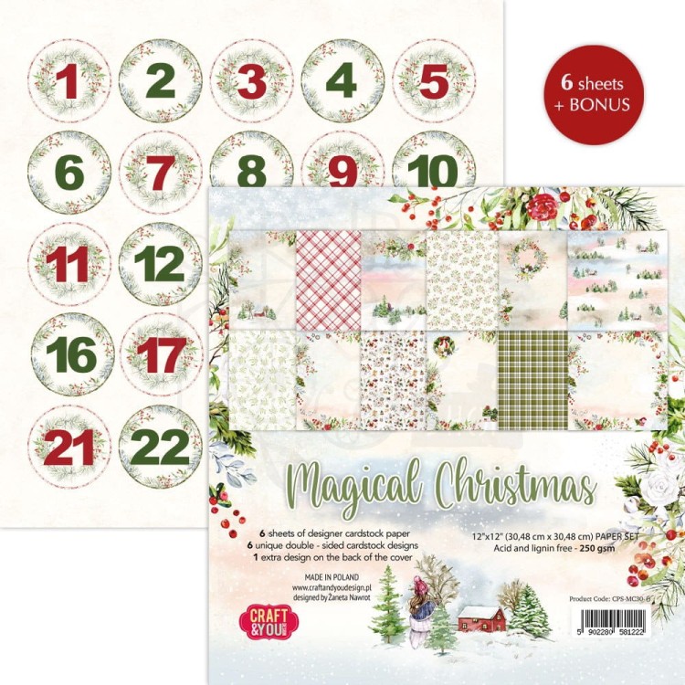 Zestaw papierów do scrapbookingu 30x30 Magical Christmas CPS-MC30-6 Craft&amp;You Design