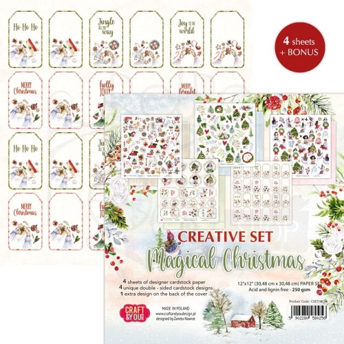 Kreatywny zestaw papierów do scrapbookingu 30x30 Magical Christmas elementy do wycięcia CSET-MC-4 Craft&amp;You Design