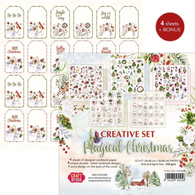 Kreatywny zestaw papierów do scrapbookingu 30x30 Magical Christmas elementy do wycięcia CSET-MC-4 Craft&amp;You Design
