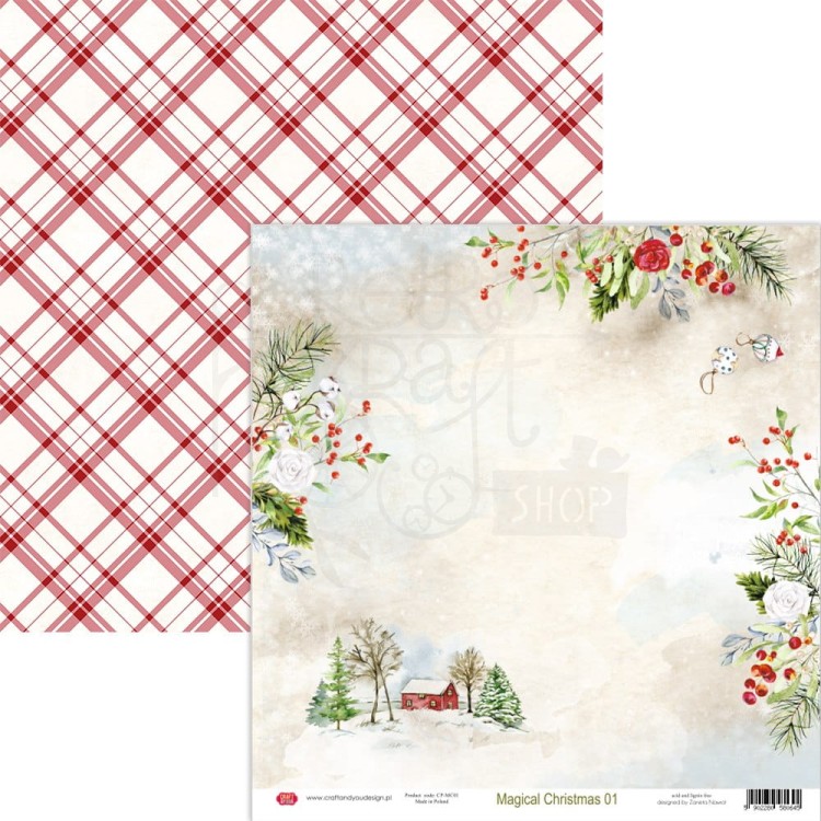 Papier do scrapbookingu 30x30 Magical Christmas 01 CP-MC01 Craft&amp;You Design