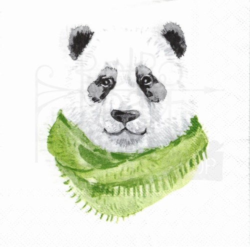 Serwetka 33x33 - Miś panda w szaliku