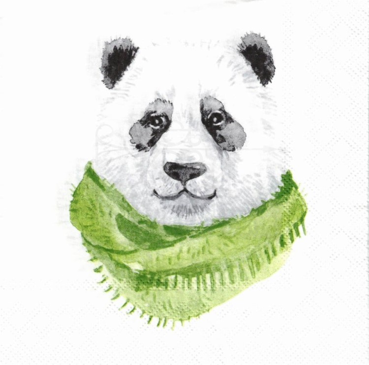 Serwetka 33x33 - Miś panda w szaliku