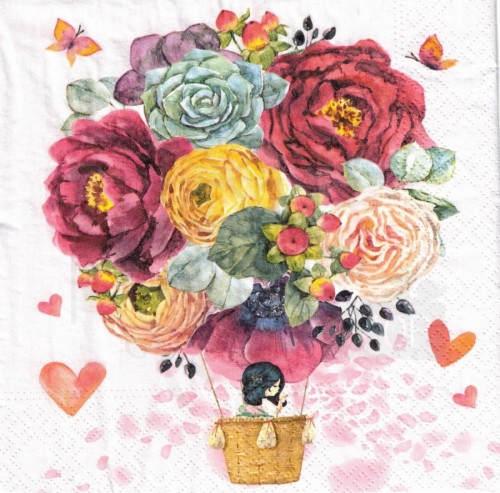 Serwetka 33x33 - Balon z kwiatów