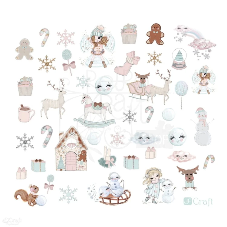 Kształty papierowe die-cuts Frosty Pastels 45szt. CEOZ-158 dpCraft