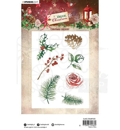 Stempel akrylowy Magical Christmas Greenery - gałązki listki kwiaty SL-MC-STAMP500 StudioLight
