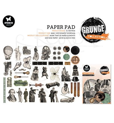 Kształty papierowe die-cuts Grunge Collection - People &amp; Element 47 elementów SL-GR-PE06 StudioLight