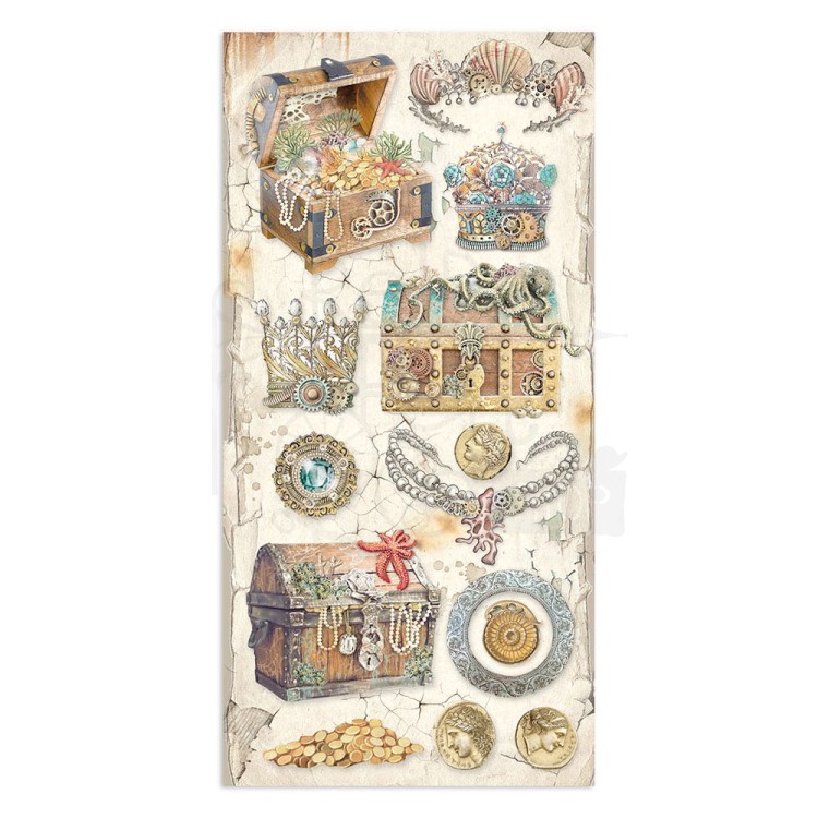 Zestaw papierów 15x30 elementy do wycięcia Songs of the Sea SBBV25 Stamperia