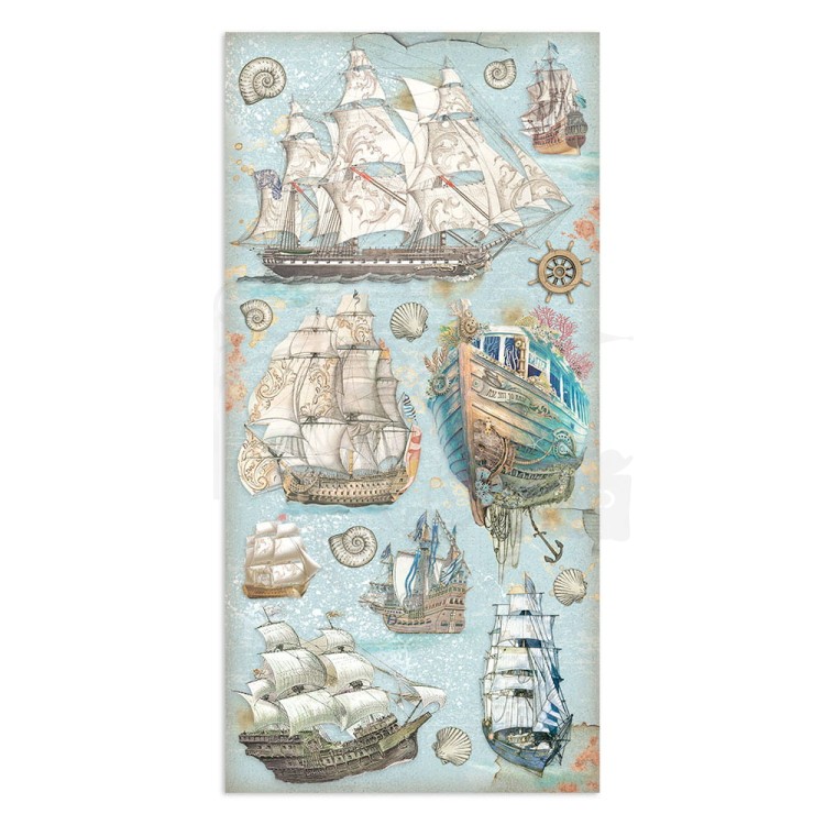 Zestaw papierów 15x30 elementy do wycięcia Songs of the Sea SBBV25 Stamperia