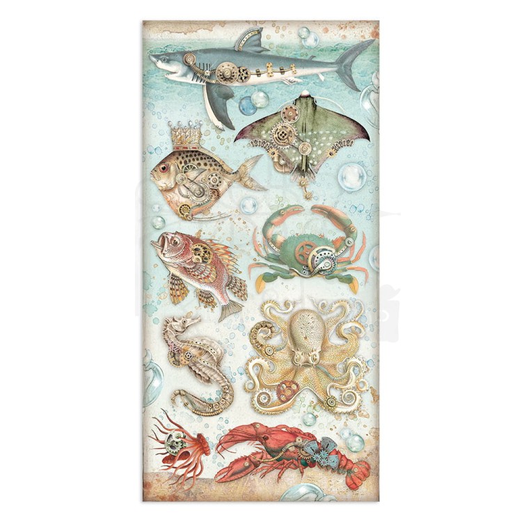 Zestaw papierów 15x30 elementy do wycięcia Songs of the Sea SBBV25 Stamperia