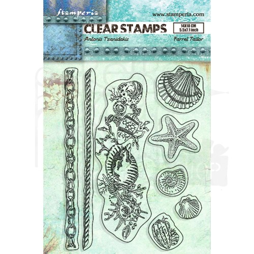 Stempel akrylowy 14x18cm Songs of the Sea Muszle WTK181 Stamperia