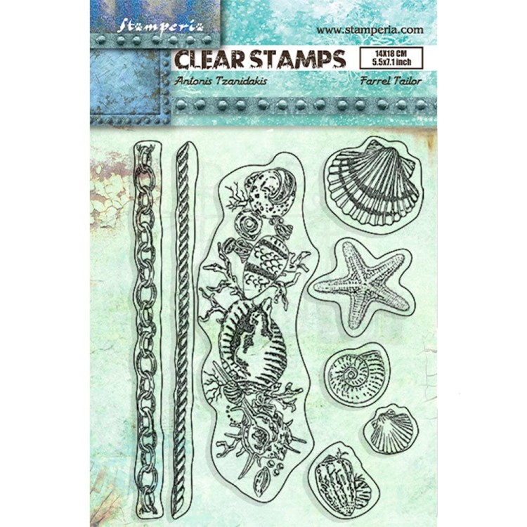Stempel akrylowy 14x18cm Songs of the Sea Muszle WTK181 Stamperia