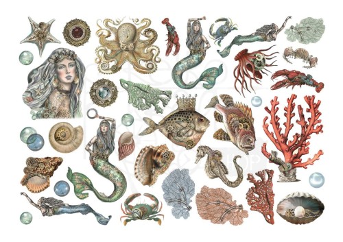 Ozdoby papierowe samoprzylepne Ephemera Songs of the Sea Syrena DFLCT29 Stamperia