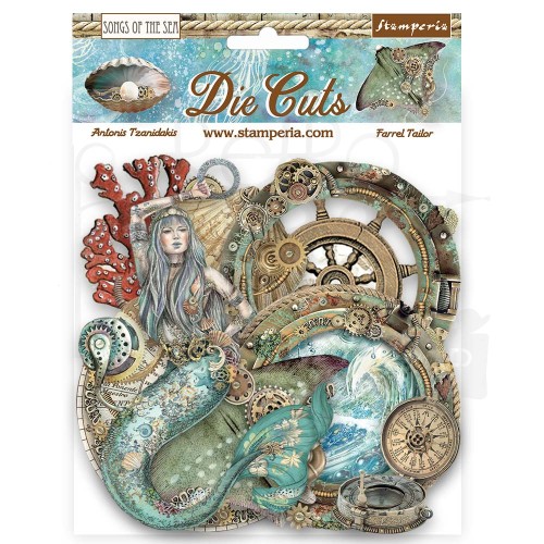 Ozdoby kształty tekturowe Die Cuts Songs of the Sea Stworzenia morskie DFLDC84 Stamperia