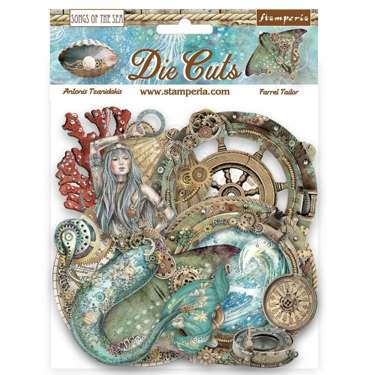 Ozdoby kształty tekturowe Die Cuts Songs of the Sea Stworzenia morskie DFLDC84 Stamperia