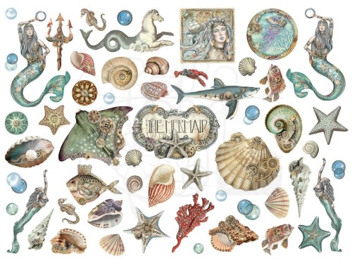 Ozdoby kształty tekturowe Die Cuts Songs of the Sea Stworzenia morskie DFLDC84 Stamperia