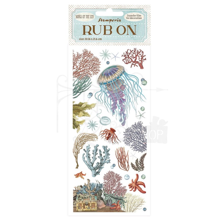 Rub-on transfer 10x21.6cm Songs of the Sea Koralowce i meduza DFLRB49 Stamperia