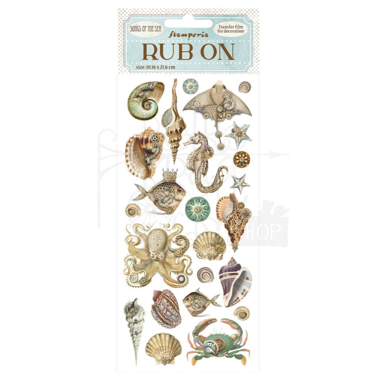 Rub-on transfer 10x21.6cm Songs of the Sea Fauna DFLRB52 Stamperia