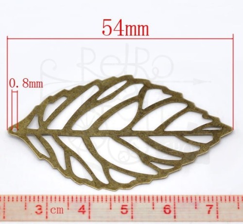 Liść ażurowy 5,4cm brąz