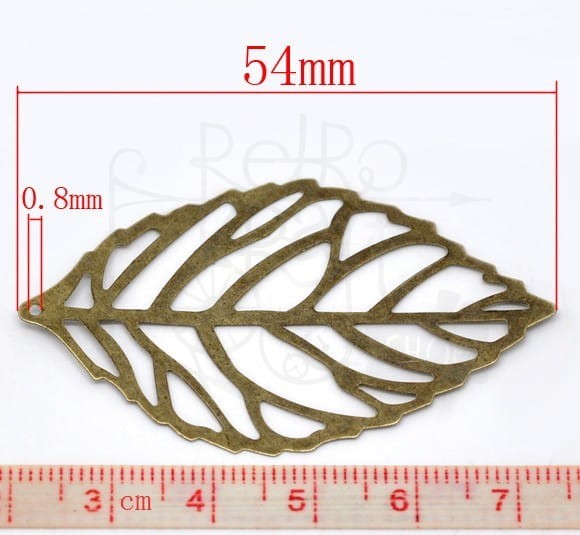 Liść ażurowy 5,4cm brąz