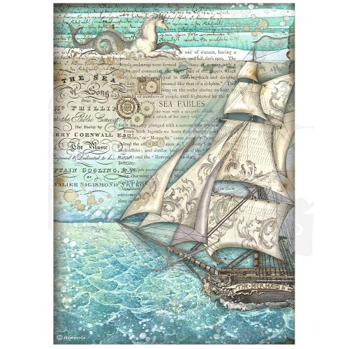 Papier ryżowy A4 Songs of the Sea Żaglowiec DFSA4811 Stamperia