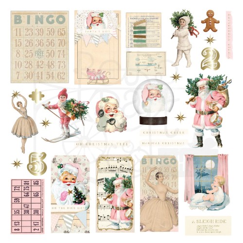 Ozdoby papierowe die-cuts Christmas Market Ephemera by Frank Garcia - Joyful 58szt 980795 Prima