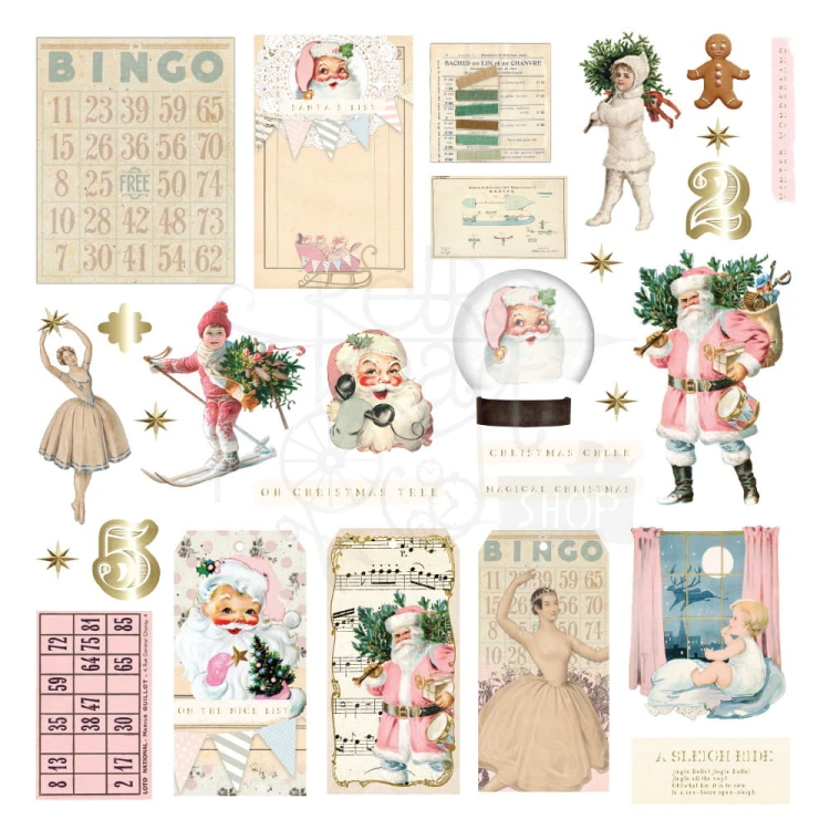 Ozdoby papierowe die-cuts Christmas Market Ephemera by Frank Garcia - Joyful 58szt 980795 Prima