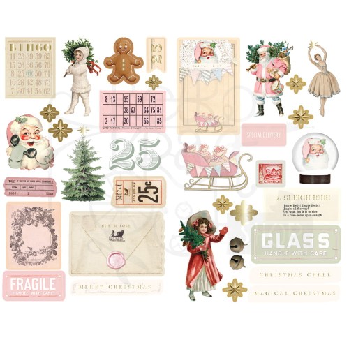 Ozdoby tekturowe die-cuts Christmas Market Chipboard Stickers by Frank Garcia 35szt 980771 Prima