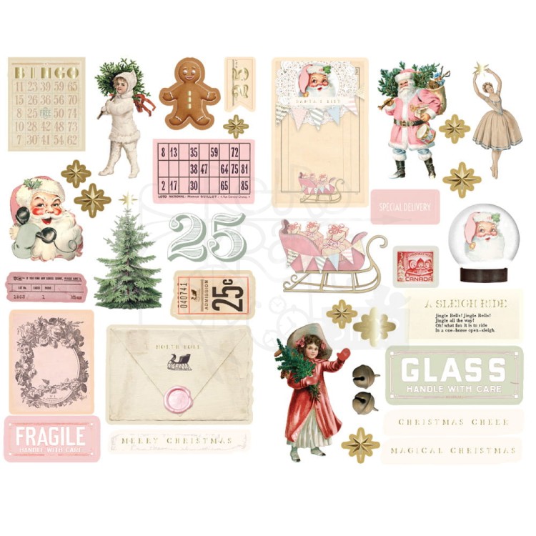 Ozdoby tekturowe die-cuts Christmas Market Chipboard Stickers by Frank Garcia 35szt 980771 Prima