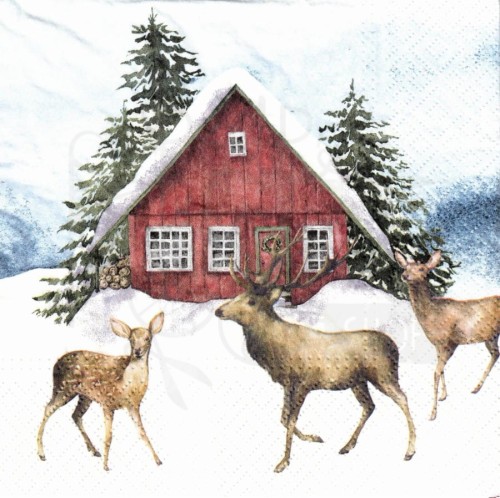 Serwetka 33x33 - Sarny i jeleń
