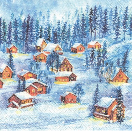 Serwetka 33x33 - Zimowa wioska 2