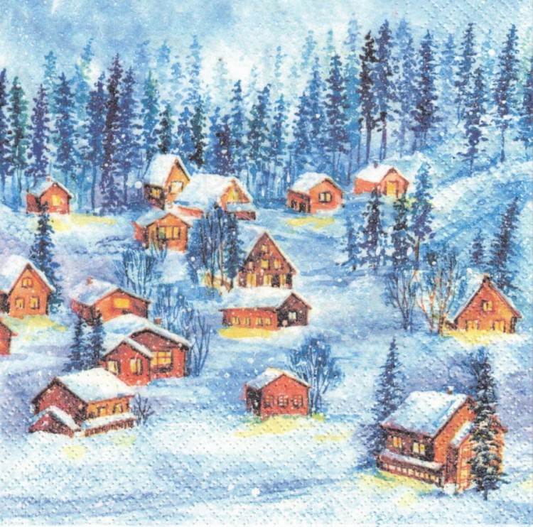Serwetka 33x33 - Zimowa wioska 2