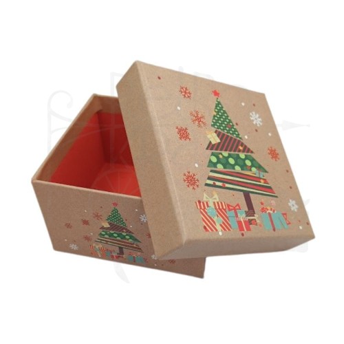 Pudełko prezentowe kwadratowe kartonowe kraft Boże Narodzenie 4 9cm