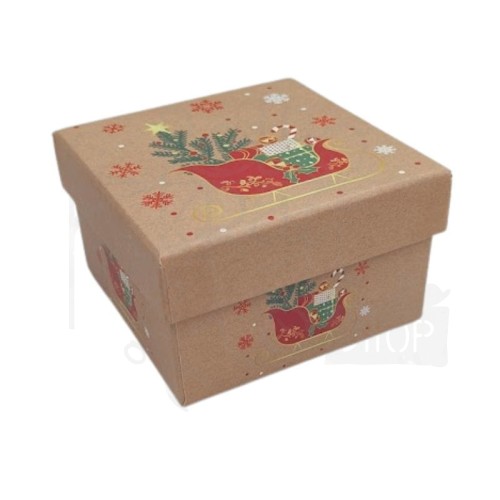 Pudełko prezentowe kwadratowe kartonowe kraft Boże Narodzenie 3 9cm
