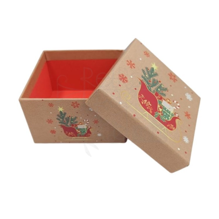 Pudełko prezentowe kwadratowe kartonowe kraft Boże Narodzenie 3 9cm