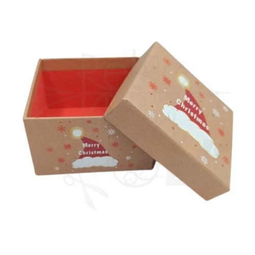 Pudełko prezentowe kwadratowe kartonowe kraft Boże Narodzenie 2 9cm