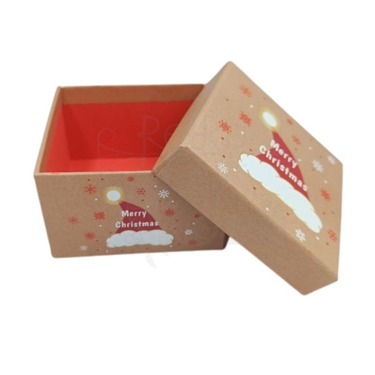 Pudełko prezentowe kwadratowe kartonowe kraft Boże Narodzenie 2 9cm
