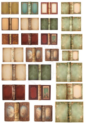 Papier do scrapbookingu A4 Okładki starych książek 4 NPB052 LaBlanche