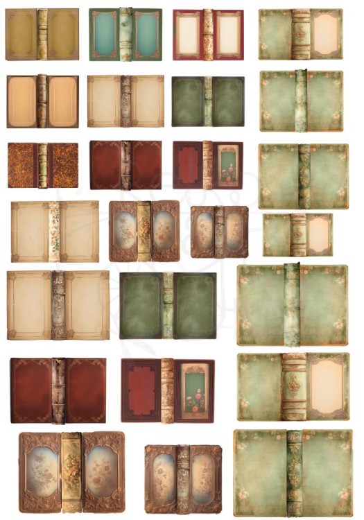 Papier do scrapbookingu A4 Okładki starych książek 4 NPB052 LaBlanche