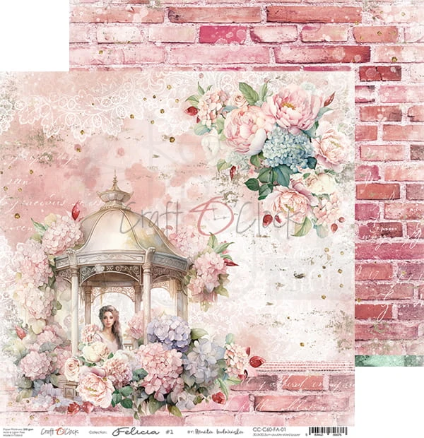 Zestaw papierów do scrapbookingu 30x30 Felicia CC-C60-FA-00 Craft O'Clock