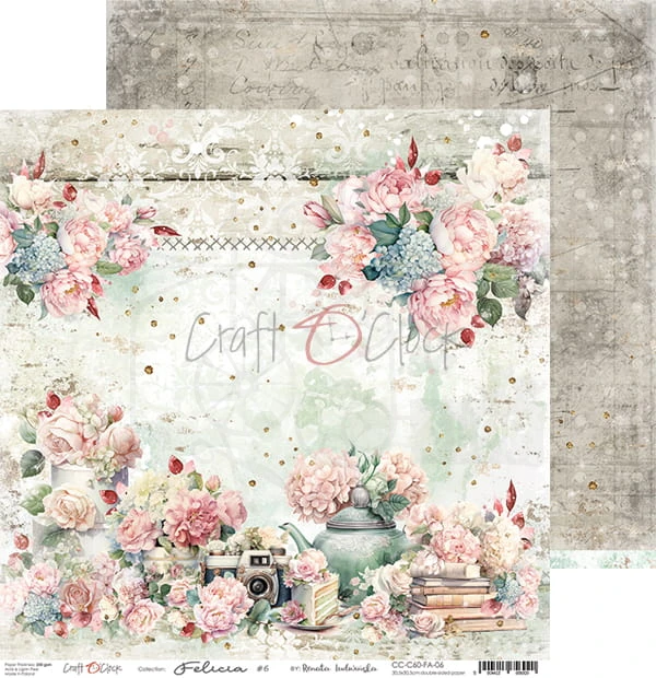 Zestaw papierów do scrapbookingu 30x30 Felicia CC-C60-FA-00 Craft O'Clock